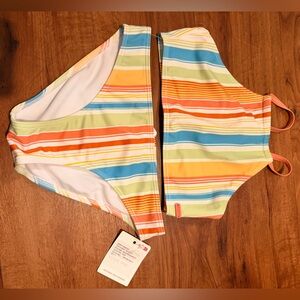 Roxy Girls Siesta Stripe High Neck Bikini Size 10Y